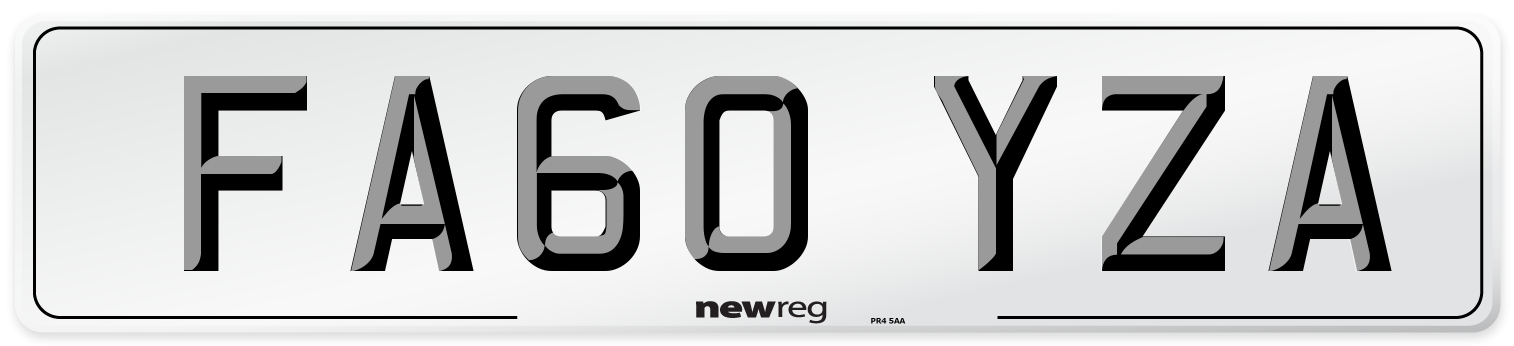 FA60 YZA Number Plate from New Reg